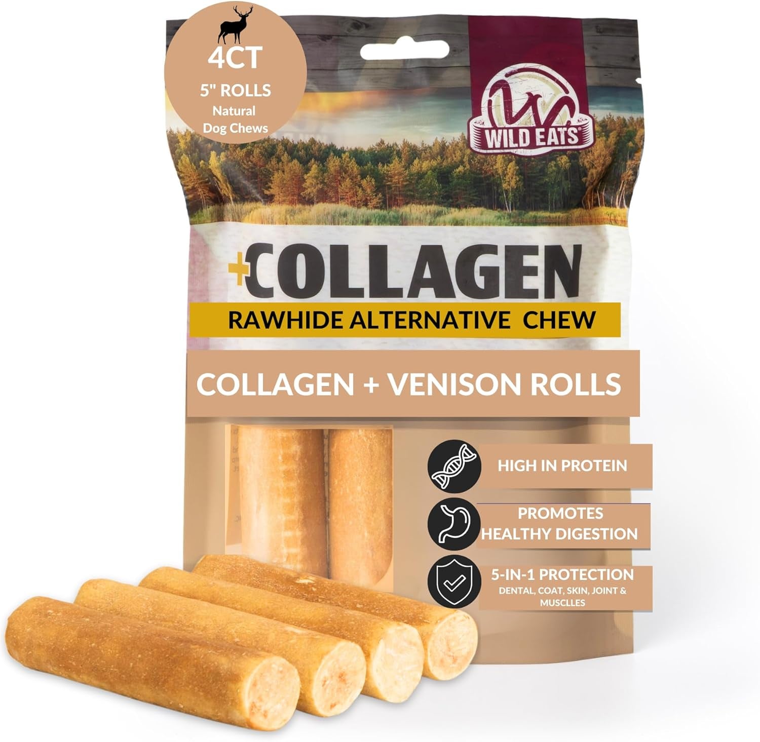wild-eats-real-duck-collagen-bully-sticks-for-dogs-25-pack-rawhide-free-no-hide-chew-treat-made-without-grain-5-inch-size-high-protein-satisfies-natural-gnawing-urges-suits-all-breeds