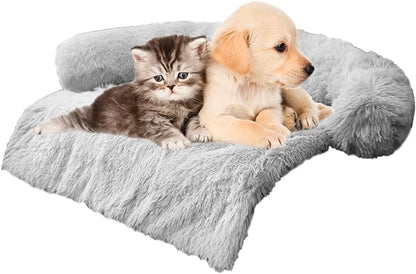 Calming Dogs/Cats Bed Mats, Dog Pad Washable Removable Couch Cover, Plush Long Fur Mat for Pets, Waterproof Lining, Perfect for Small, Medium and Large Dogs and Cats (Gradient Gray, 36"X31")40