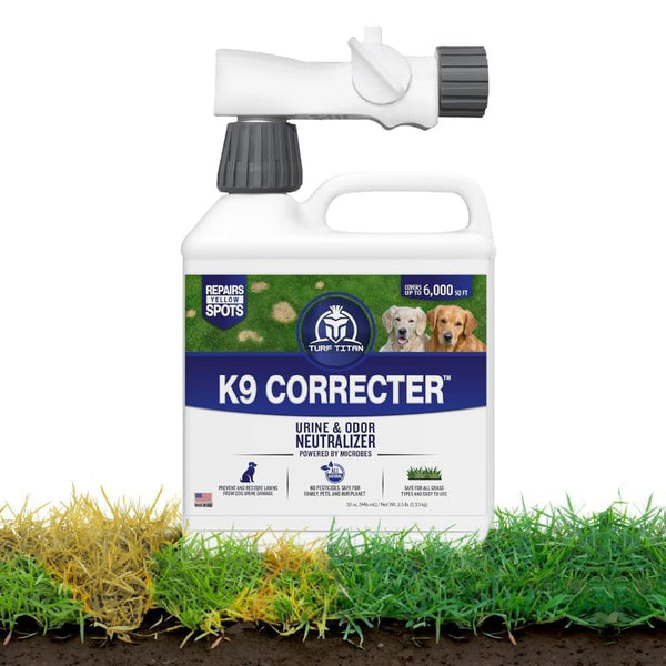 Turf Titan K9 Correcter Dog Urine Neutralizer for Lawns (32 Oz) – Fights Yellow Spots and Odors – Grass Dog Urine Neutralizer to Grass Recovery with Weekly Use – Covers up to 6,000 Sq Ft1