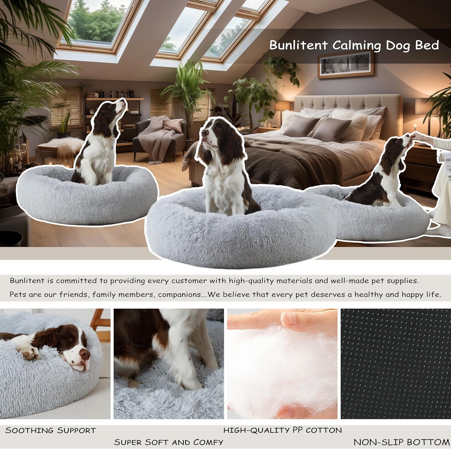 bunlitent-39-inch-calming-dog-bed-donut-dog-bed-for-large-sized-dog-grey-plush-anti-anxiety-donut-shape-warming-cozy-round-cuddler-nest-soft-cute-marshmallow-cuddler-nest-pet-bed