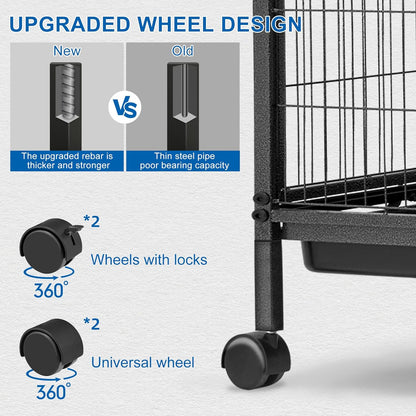 HABUTWAY 50''H Metal Small Animal Cages, Rolling Chinchilla Cage with Removable Ramps, Lagre Cage for Chinchillas/Guinea Pigs/Rabbit, Ferret Cages with Hammock & 5 Tiers, Black4