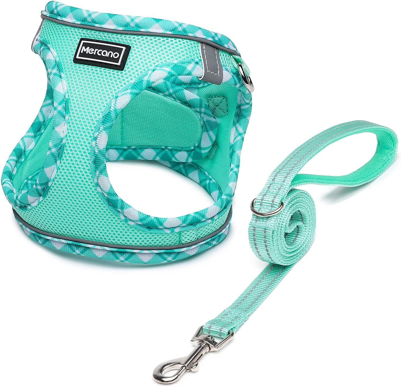 mercano-soft-mesh-dog-harness-and-leash-set-step-in-reflective-breathable-lightweight-vest-harnesses-with-safety-buckle-for-small-dogs-cats-pink-s