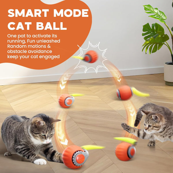 Interactive Cat Toy for Indoor Cats, Two Speed Smart Automatic Cat Toy Moving Ball with Tail, Rechargeable Motion Activated Cat Toys for Bored Indoor Adult Cats (Adapter Not Included)2