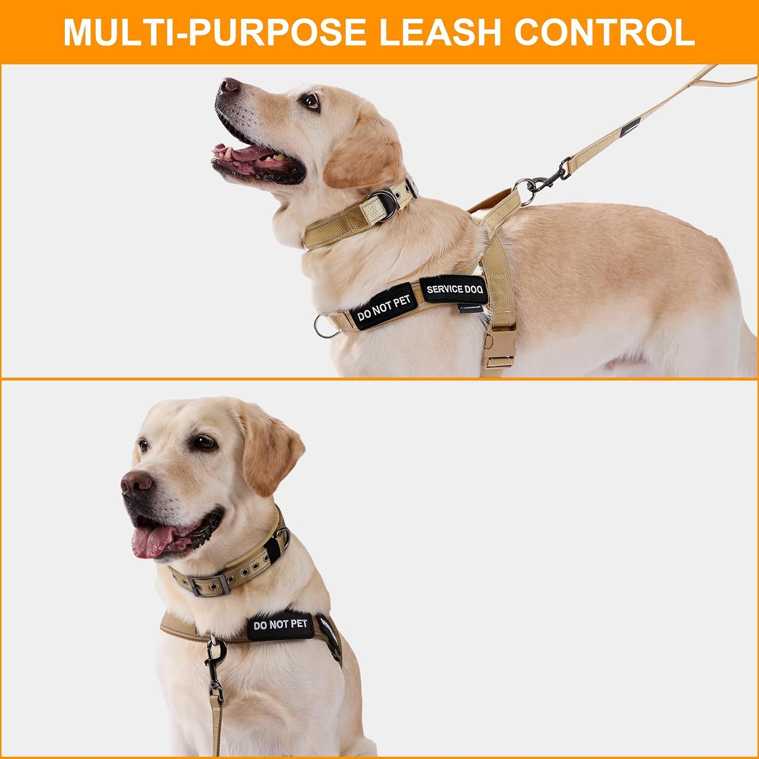 annchwool-no-pull-dog-harness-heavy-duty-reflective-collar-leash-set-leash-with-double-handle-car-seatbelt-clip-easy-control-for-walking-training-medium-large-size-dogsbrown-l
