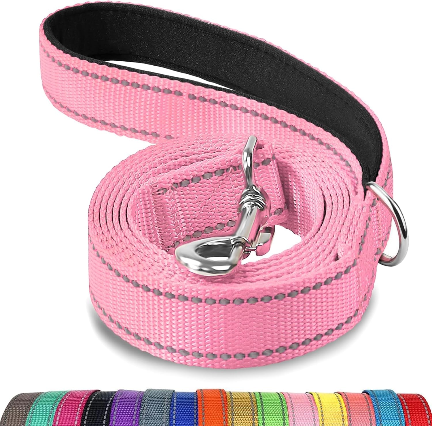 joytale-reflective-dog-leash-for-medium-large-dogs-6-ft-x-1-black-heavy-duty-nylon-webbing-padded-handle-for-comfort-visible-at-night-for-walking-training