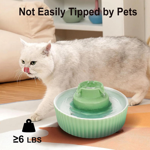 Lawfery Ceramic Cat Water Fountain, 2.1L/71Oz Cupcake Pet Fountain | 3 Carbon Filters, 2 Quiet Pumps, Heavy Ceramic Body, and 360° Drinking Area, Drinking Bowl for Indoor Cats and Small Dogs7