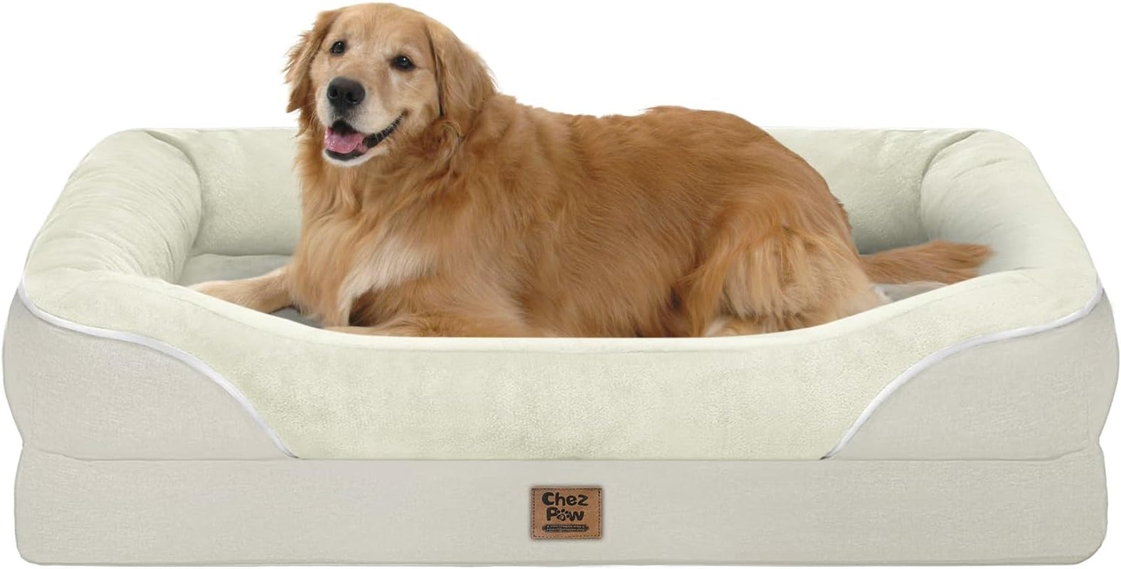 chez-paw-waterproof-orthopedic-xl-dog-bed-for-large-and-extra-large-dogs-egg-crate-foam-4-sided-bolster-support-waterproof-liner-non-slip-bottom-machine-washable-cover-42-x-30-inch