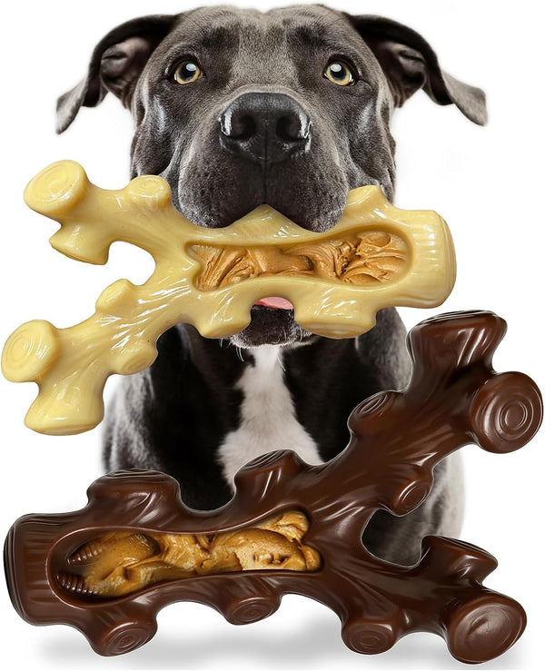 SIHRMIU 2 Pack Dog Chew Toys for Aggressive Chewers,Boredom and Stimulating Best Dog Toys for Medium/Large Breed,Tough Almost Indestructible Dog Bones for Teeth Cleaning and Training1