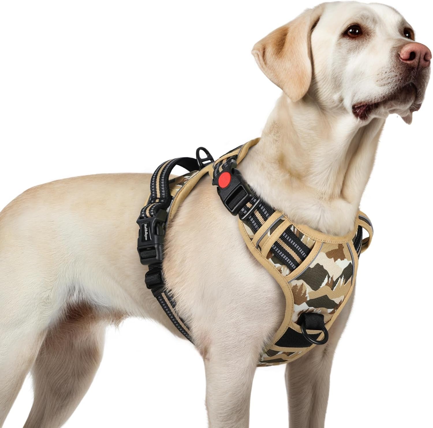 rabbitgoo-dog-harness-medium-sized-updated-easy-on-off-with-3-buckles-no-pull-no-choke-walking-with-2-clips-and-handle-adjustable-soft-reflective-blue-medium