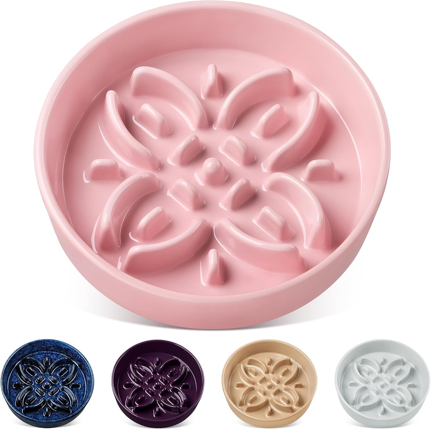 vancasso-ceramic-slow-feeder-dog-bowls-puzzle-dog-food-bowls-with-floral-maze-anti-slip-pet-food-dish-for-small-breed-0-6-cups-blue