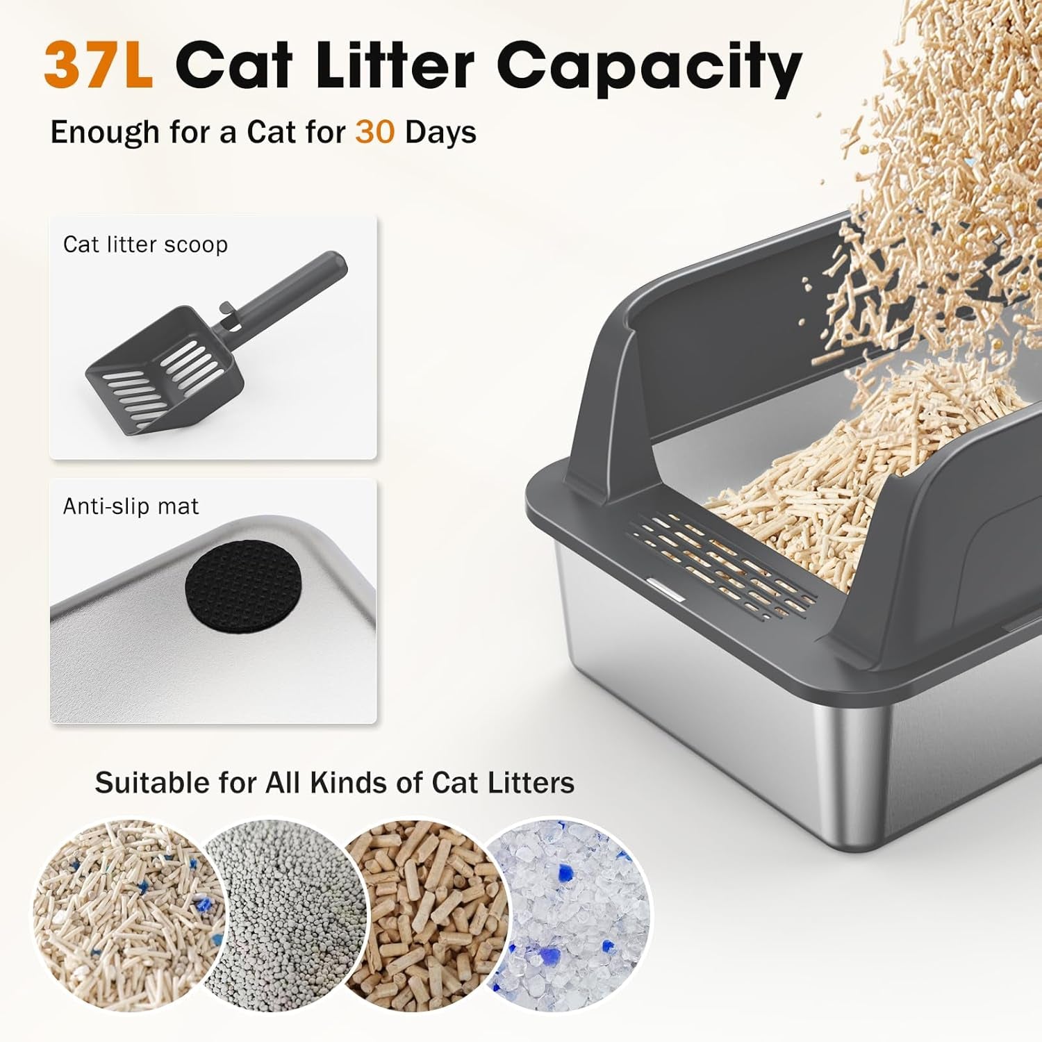 2pack-stainless-steel-litter-box-extra-large-litter-boxes-for-big-cats-xl-metal-cat-litter-box-with-lid-high-sides-anti-urine-leakage-non-sticky-scoop-included