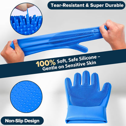 6PCS Grooming & Bath Supplies for Dogs, Cats | Dog Washing Gloves | Dog Bath Brush | Dog Shower Brush | Pet Grooming Gloves | Dog Grooming Kit | Pet Supplies for Showerhead & Sprayer (Navy Blue)4