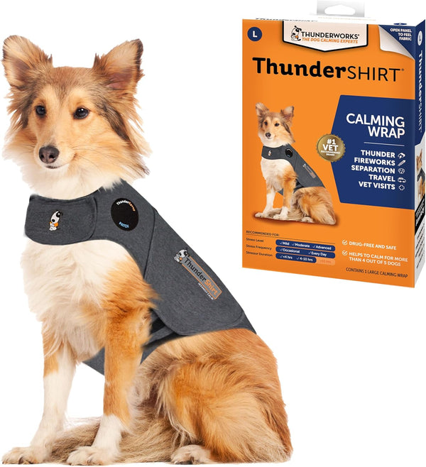 Thundershirt for Dogs Calming Anxiety Vest, Large, Heather Gray | Skin-Friendly Dog Anxiety Shirt, Helps Reduce Stress from Thunder, Fireworks & Travel1