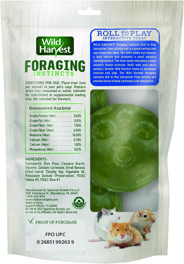 Wild Harvest® Foraging Instincts Roll N’ Play Interactive Treat, 3 Count, for Pet Mice, Rats, Hamsters and Gerbils, 2.30 Ounce (Pack of 1)2
