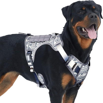 Auroth Tactical Dog Harness for Large Dogs No Pull Adjustable Pet Harness Reflective K9 Working Training Easy Control Pet Vest Military Service Dog Harnesses Army Yellow L21
