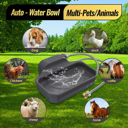 FICUSWIN 135OZ Automatic Water Dispenser for Large Dogs Patented Outdoor Dog Water Bowl Dispenser Automatic Dog Feeder Fit 3/4'' GHT Faucet Dog Waterer Include Water Hose Extra-Large Drinking Area6