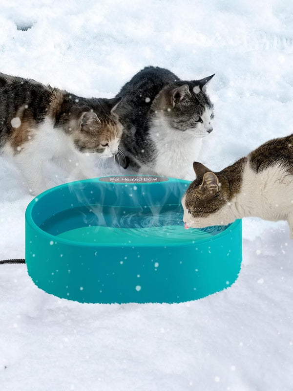 3.7L Heated Water Bowl for Outdoor Dogs Cats - 30W Thermostatic Control Heating Pet Bowl with 6.6Ft Bite-Proof Cord for Winter Chickens5