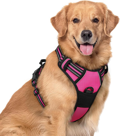 Rabbitgoo Dog Harness, No Pull for Large Dogs with 2 Leash Clips, Pet Vest | No Choke with Handle, Adjustable Soft Padded, Reflective, Easy Control for Walking, Black, Large113