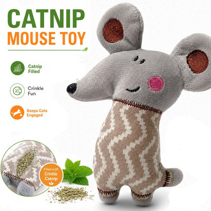 Cat Toys, Interactive Cat Toy for Indoor Cats, Soft and Durable Crinkle Sound Catnip Toys, Catnip Filled Mouse Cat Teething Chew Toy (Pack of 12) (002, Large)2