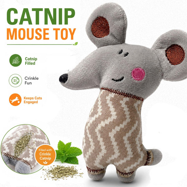 Cat Toys, Interactive Cat Toy for Indoor Cats, Soft and Durable Crinkle Sound Catnip Toys, Catnip Filled Mouse Cat Teething Chew Toy (Pack of 12) (002, Large)2