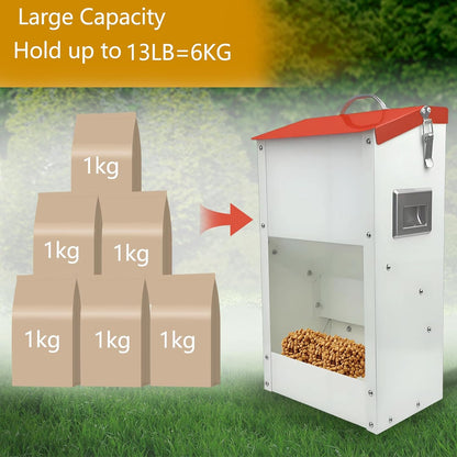 Gravity Automatic Cat Feeder Galvanized Small Animal Feeding Trough Food Dispenser for Cats Puppy 13L Outdoor Pets Feeder4