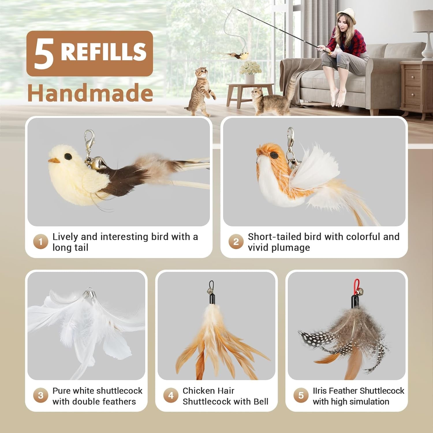 rosaui-cat-teaser-wand-toys-interactive-bird-toys-for-indoor-kittens-42-15-long-cat-fishing-pole-toys-2pcs-wires-and-5pcs-natural-refills-sustainable-wooden-handles-exercising-playing