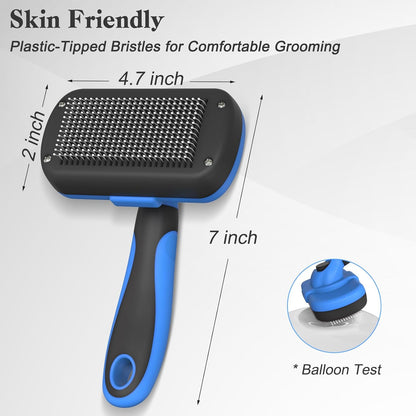 Swihauk Self Cleaning Slicker Brush - Skin Friendly Deshedding Grooming Tool for Dogs & Cats, Suitable for Shedding & Haired Pets, with Pet Supplies Accessories, Blue4
