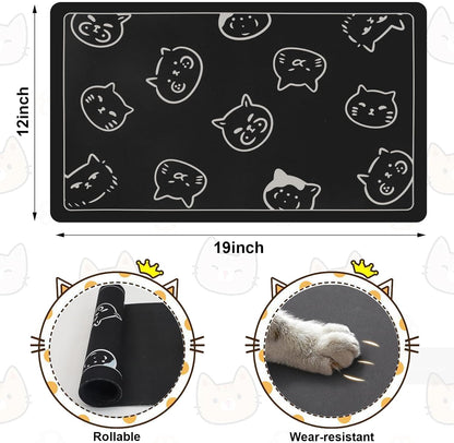 Pet Feeding Mat, Absorbent Dog Mat, Quick Dry Pet Food Mat Cat Feeding Mat Pet, Quick Dry Water Dispenser Mat Pet Supplies for Dog and Cat (Black, (12"X19"))2