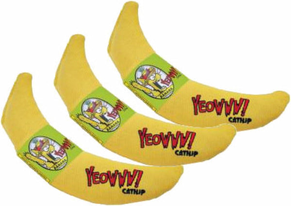 Yeowww! 100% Organic Catnip Toy, Yellow Banana 3 Pack1