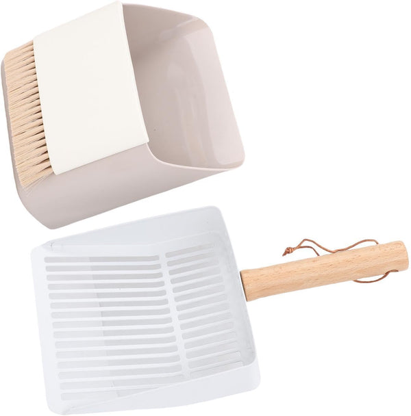 Haofy Cat Litter Scoop Set,Wooden Handle Kitty Litter Scooper with Cleaning Brush and Dustpan for Home Gardening Beach6