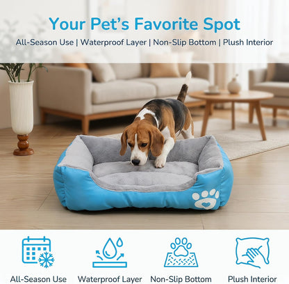Plush Dog Bed for Small to Large Dogs - Rectangular Polyester Pet Bed with Paw Print Design, Soft & Comfortable Indoor/Outdoor Use, Dog Bed for Small, Indoor Pet Furniture, Durable Pet Bed6