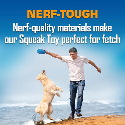Nerf Dog Tire Squeak Football Outdoor Dog Toy, 6 Inch Dog Football Squeaking Toy for Medium and Large Breeds, Blue4