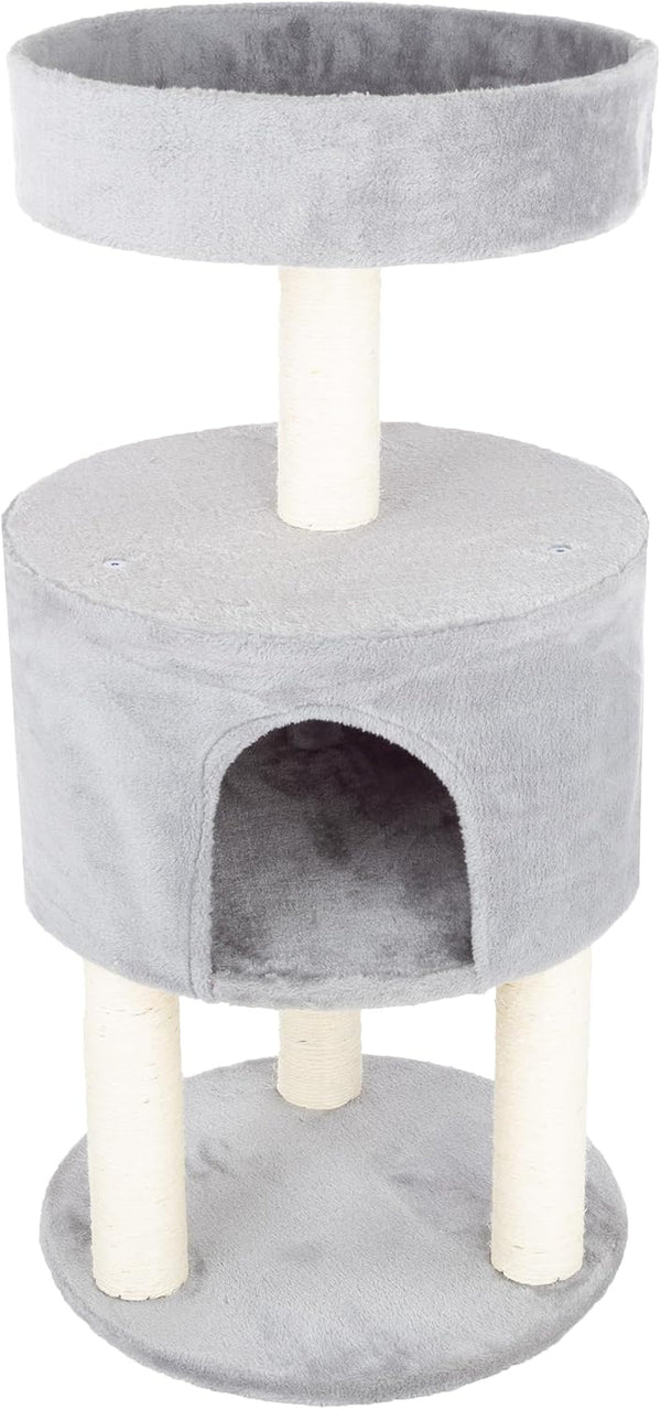 20.5-Inch Cat Condo - 2 Story Cat House with Sisal Scratch Pad, Barrel Shaped Pet House Covered in Soft Fabric by PETMAKER (Gray)7