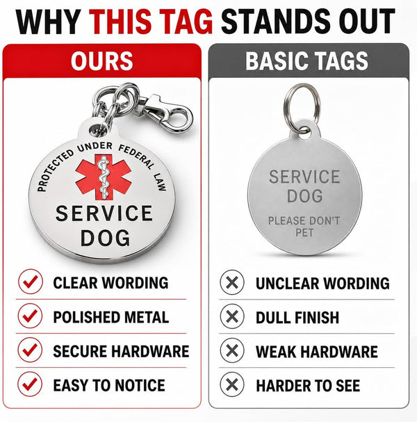 Service Dog Tag Double Sided with Federal Protection, 1.25 Inch | Federal Protection, Medical Alert Symbol,Protected by Federal Law Easily Attach to Collar, Harness, Vest3