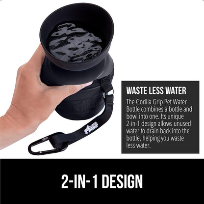 GORILLA GRIP Dog Water Bottle, Portable Water Bowl Dispenser for Dogs, 16 Oz Leak Proof Pet Travel Squeeze Bottles Food Grade Silicone, Stocking Gifts for Pets to Go Puppy Essentials, Black3