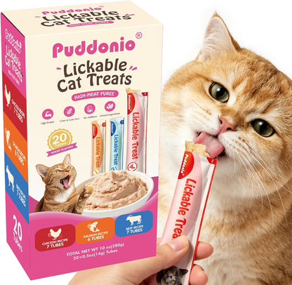 Lickable Cat Treats, High-Meat Purée, 0.5 Oz Tubes, 20 Count | High-Meat Purée with Minimal Ingredients and No Added Gums or Fillers; Thick, Smooth Texture for Treating or Meal Topping1