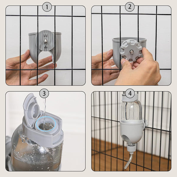 Pet Water Bottle for Cage Crate 17Oz Non-Drip Water Dispenser for Small Animal Rabbit Bunny Guinea Pig Chinchilla Ferret Squirrel Hedgehog (Gray, 17Oz)6