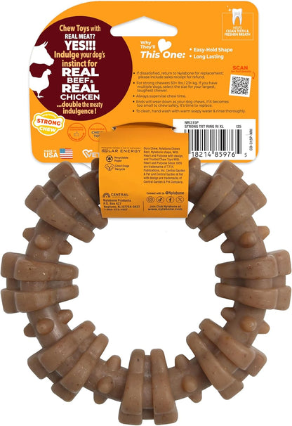 Nylabone Strong Chew Ring Dog Chew Toy Made with Real Beef & Chicken | X-Large Breeds, Durable, Long-Lasting Dog Bone, Textures Help Clean Teeth, Keeps Dogs Busy, for Dogs 50+ Lbs9