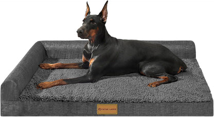 Patas Lague Orthopedic Large Dog Bed Pet Sofa Beds 36''X24'' Black | L Bolster Egg-Crate Foam Dog Couch for Large Sized Dogs, Waterproof Removable Washable Cover, Pet Mat with Nonskid Bottom19