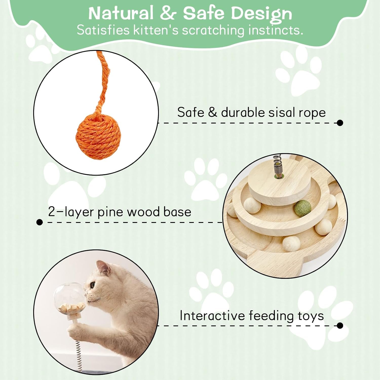 fhiny-cat-scratching-posts-interactive-cat-toys-for-indoor-cats-sisal-rope-kitten-scratcher-with-cat-treat-dispenser-2-layer-wooden-cat-turntable-interactive-balls-dangling-ball-for-cats-kittens