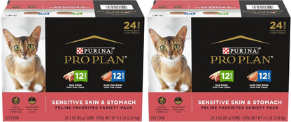 Purina Pro Plan Sensitive Skin and Stomach Wet Cat Food Variety Pack, Duck and Artic Char Entrees - (Pack of 24) 3 Oz. Cans11