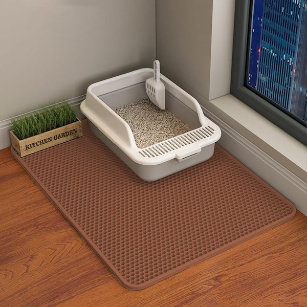 HCY&WLD Cat Litter Mat, 45X26/35X24/30X22/24X18 Inch Double Layer Cat Litter Box Mat, EVA Non-Slip, Waterproof Urine Proof Cat Litter Catcher Mat, Easy Clean Scatter Control (35X24 Inch, Khaki)14