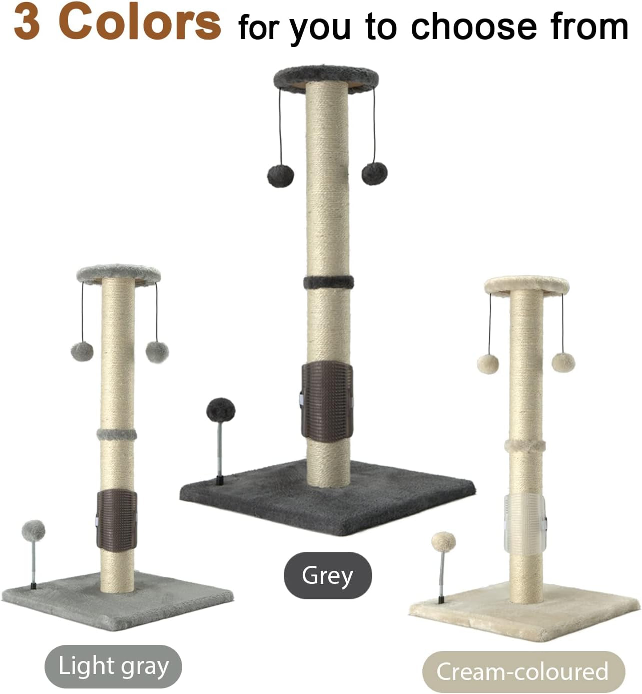 peekab-32-tall-cat-scratching-post-sisal-scratch-posts-with-hanging-ball-and-self-massage-brush-vertical-scratcher-for-indoor-cats-and-kittens-gray-32inches