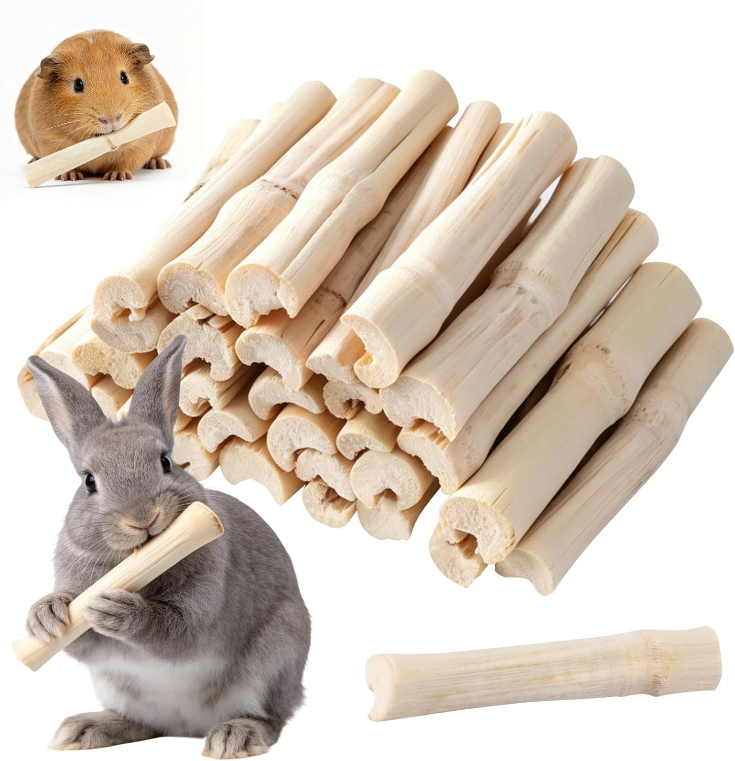 2lb-sweet-bamboo-chew-sticks-for-rabbits-guinea-pigs-natural-molar-teething-treats-60-75-sticks-dental-grinding-toys-for-hamsters-chinchillas-rats-small-animals