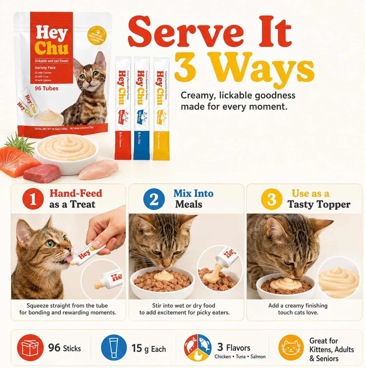 lickable-cat-treats-grain-free-wet-topper-96-tube-variety-pack-tuna-salmon-and-chicken-puree-for-kittens-senior-and-picky-cats-squeezable-creamy-churu-style-tube-snack-high-moisture