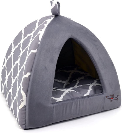Best Pet Supplies Cat Bed for Indoor Cat, Domed Tent House with Removable Pillow, Covered Cat Cave for Small Dog, Puppies and All Breeds of Cats - Tan, 19 X 19 X H:19"10