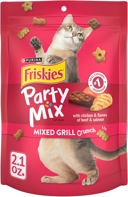 Purina Friskies Cat Treats, Party Mix Mixed Grill Crunch - (Pack of 6) 6 Oz. Pouches14