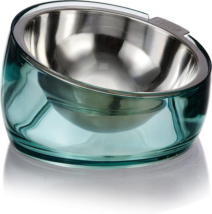Felli Oblik Elevated Cat Bowl Removable Stainless Steel Wide Dish for Dry Wet Food Feeding & Dishwasher Clean, Slanted Whisker Fatigue Friendly Metal Plate (Classic, 0.5 Cups Shallow Dish)24