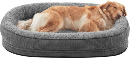 JOEJOY Orthopedic Dog Beds Large Sized Dog, XL Egg-Crate Memory Foam Pet Couch Bed with Bolster Sides, Waterproof Lining, Removable Washable Cover & Non-Slip Bottom, Grey1
