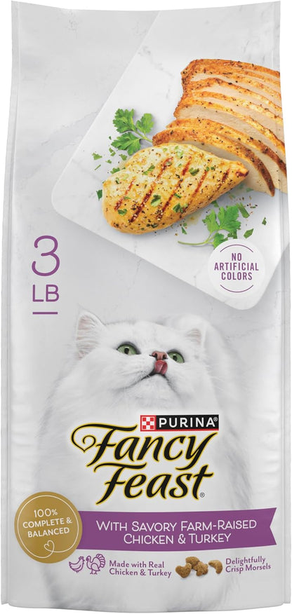 Purina Fancy Feast Dry Cat Food with Savory Farm-Raised Chicken and Turkey - 3 Lb. Bag1